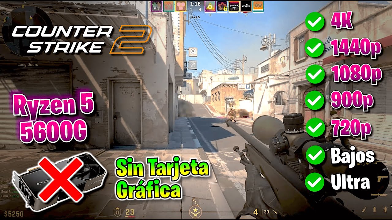 ✅ Ryzen 5 5600G ✅ COUNTER STRIKE 2 ✅ 720p - 1080p - 4K 🔴 Sin TARJETA GR&Aacute;FICA 🔴
