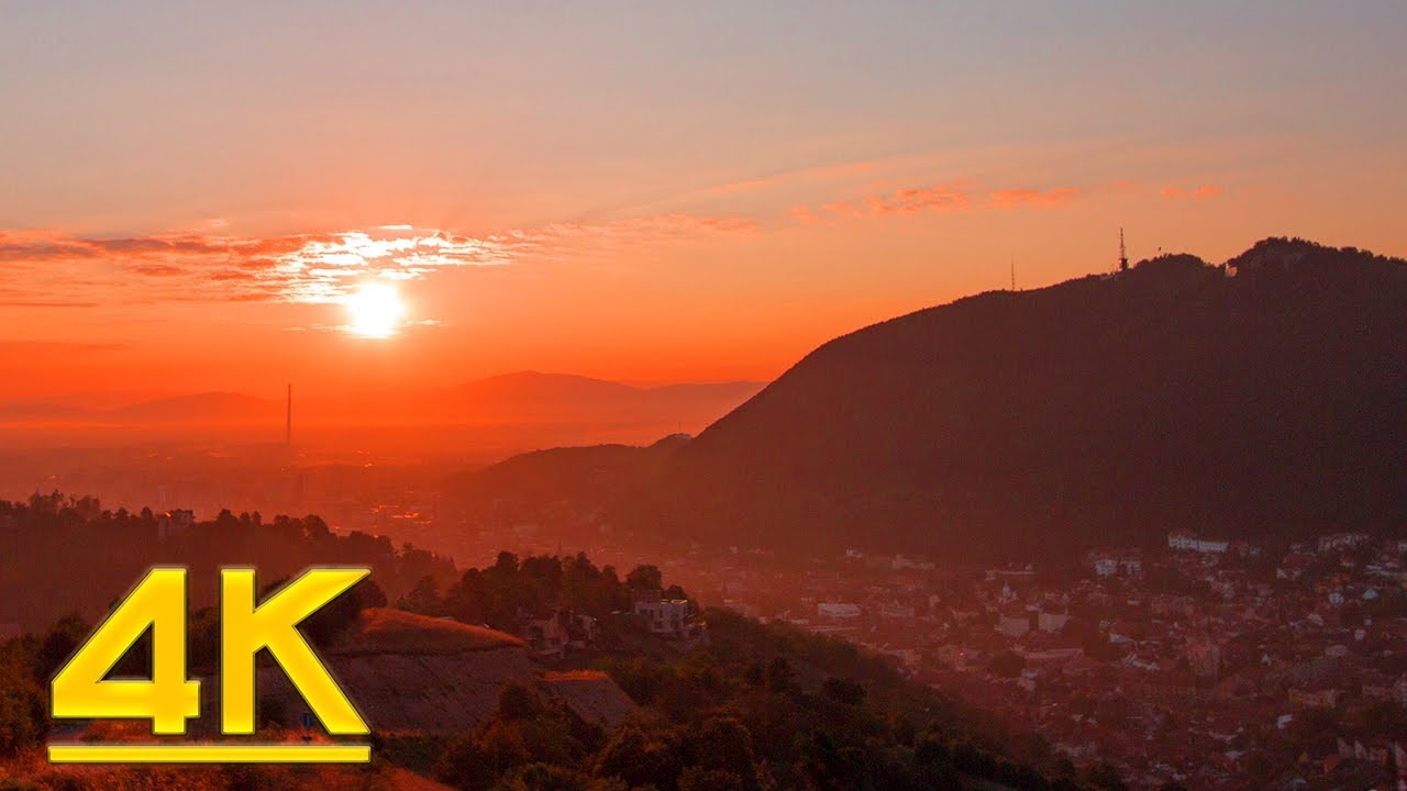 4K Beautiful Peaceful Sunrise Nature Relaxing Sounds Sun Rising Above Mountains