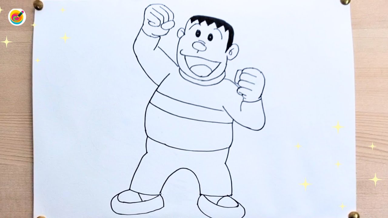 How to Draw Gian (Takeshi Goda) | Easy Doraemon Character Drawing