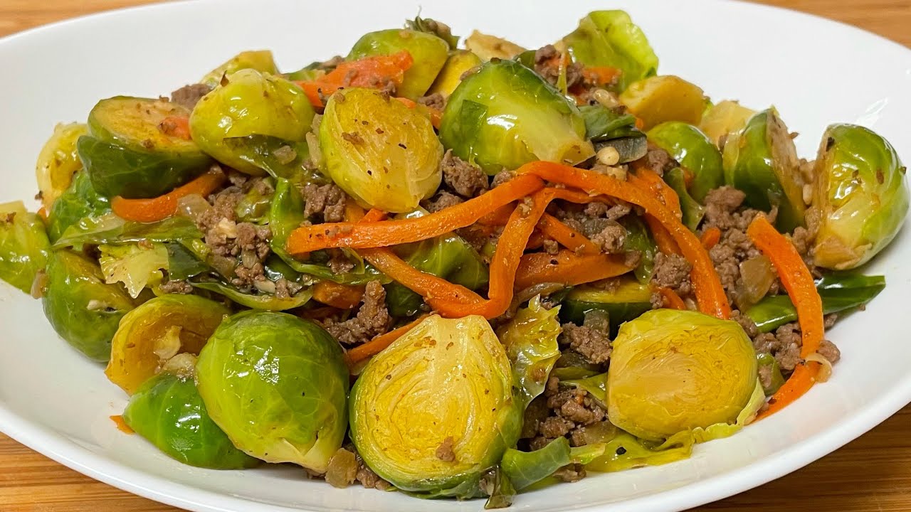 BRUSSEL SPROUTS WITH GROUND BEEF || Easy Brussel Sprouts Recipe
