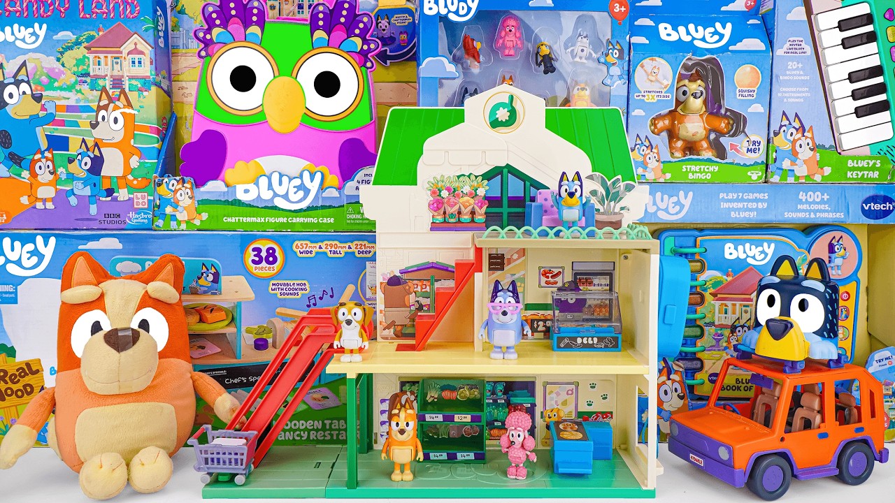 Bluey Toy Collection Unboxing Review 🐾 Bluey Supermarket Playset & Bingo Plush