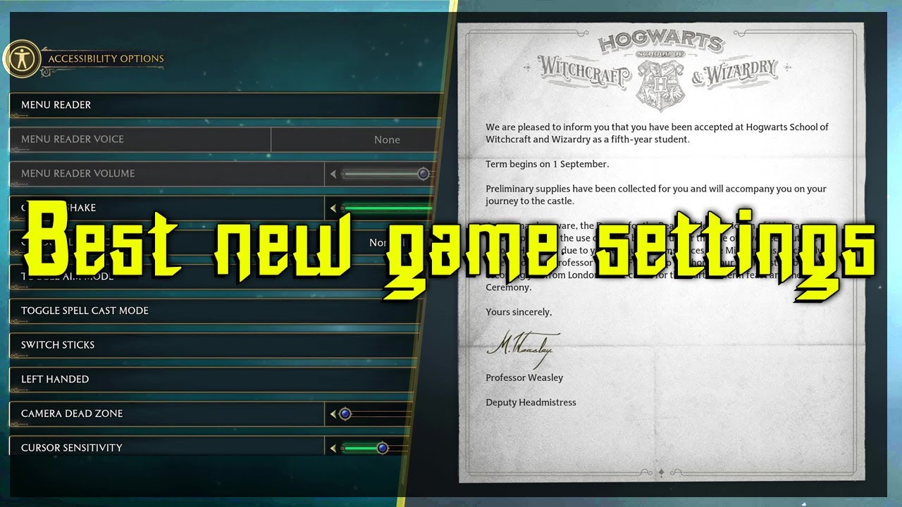 Best settings for a new game of Hogwarts Legacy on PS5 | Letter of acceptance to Hogwarts School