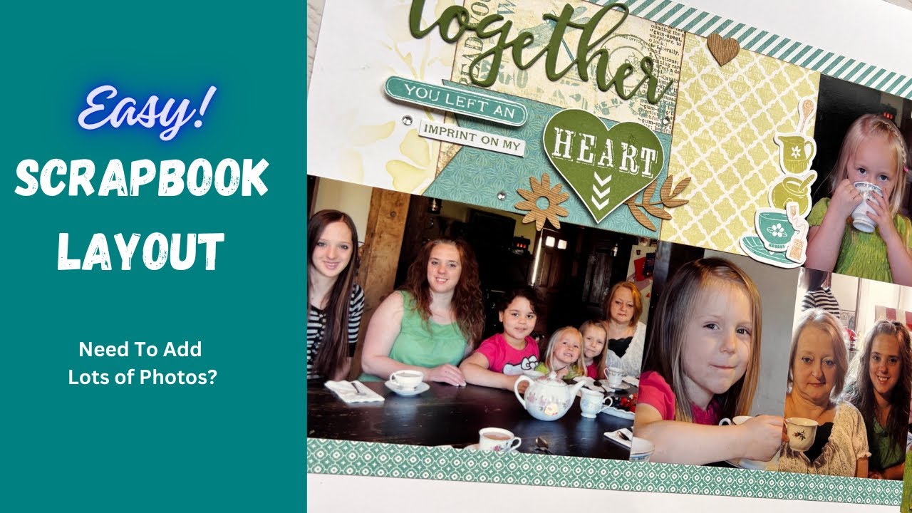 Scrapbook Layout Idea | Quick Easy Design with 7+ Photos and Add More Detail With Simple Stenciling