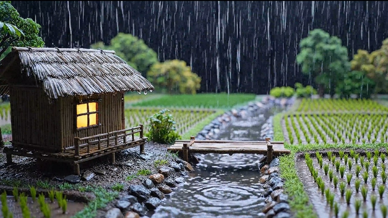 Cozy Cabin in Heavy Rain 🌧️ Relaxing Rain Sounds for Sleep, Study & Stress Relief (4K)