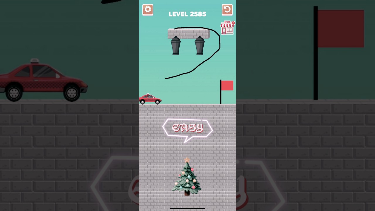 Draw bridge puzzle game level 2585🎄 #drawing #game #Shorts