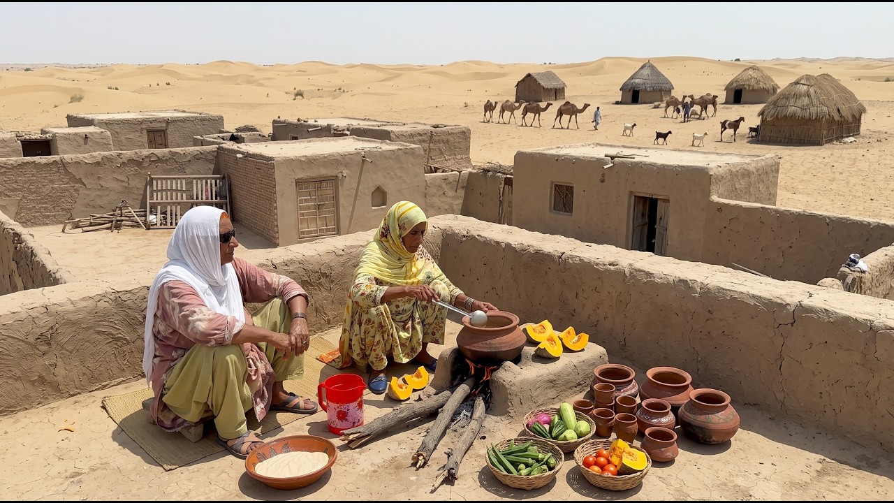Desert Village Women Morning Routine Traditional Pakistani Desert Food | Pumpkin Chicken  Suji Halwa