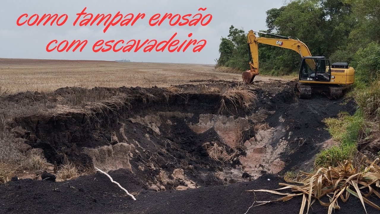Como tampar erosão com escavadeira 😎