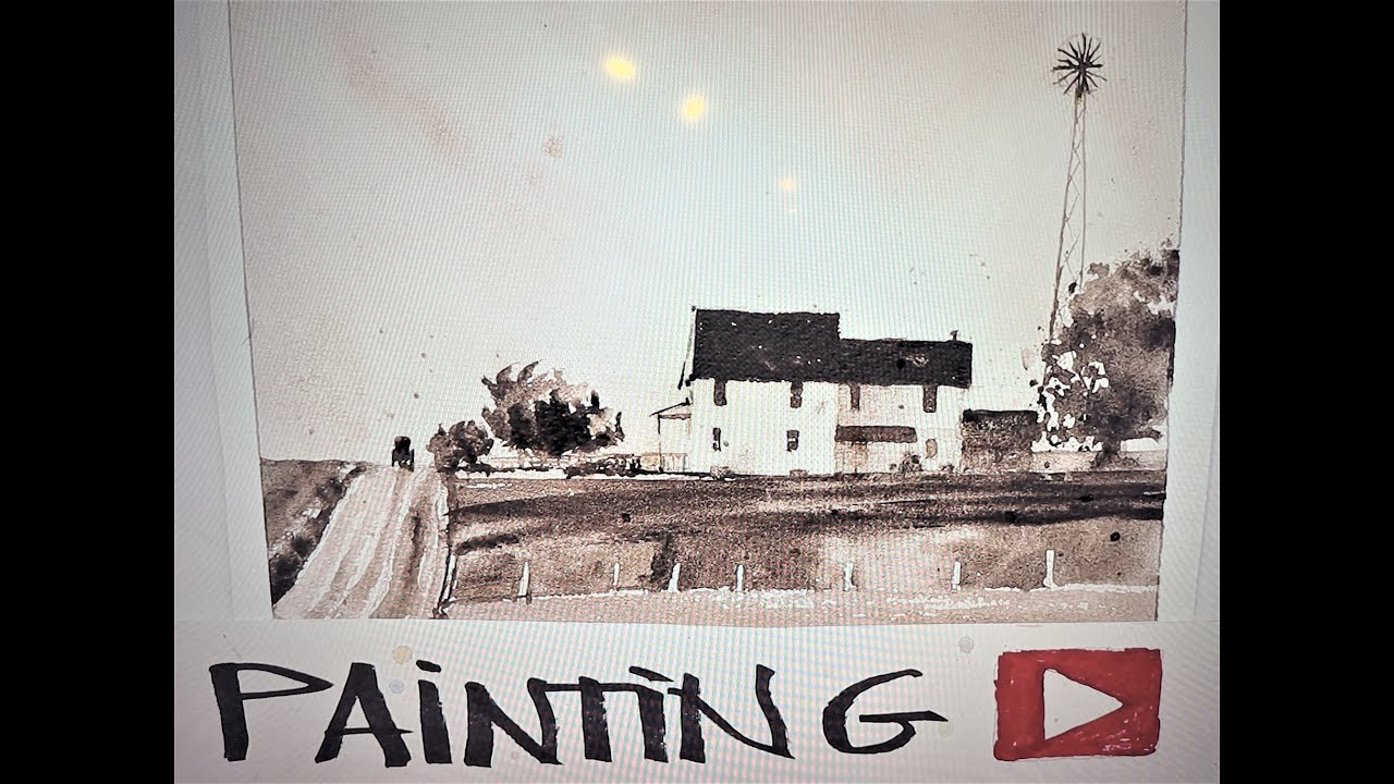 EXTREME BEGINNERS - Black & White Painting of a Farmhouse Landscape in Watercolor with Chris Petri