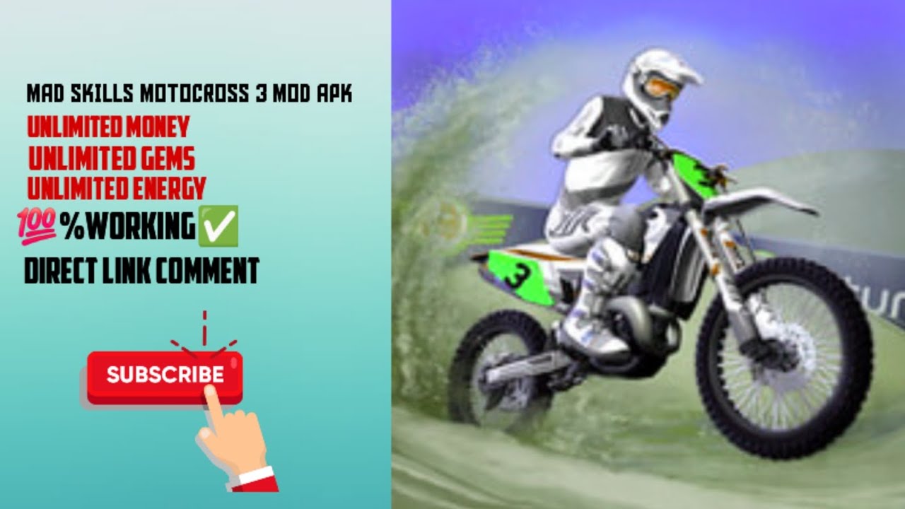 MAD SKILLS MOTOCROSS 3  MOD APK UNLIMITED MONEY/GEMS/ENERGY☠️
