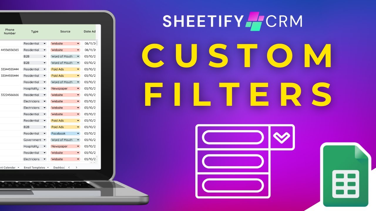 Как быстро фильтровать данные клиентов в Sheetify CRM (фильтр Google Таблиц)