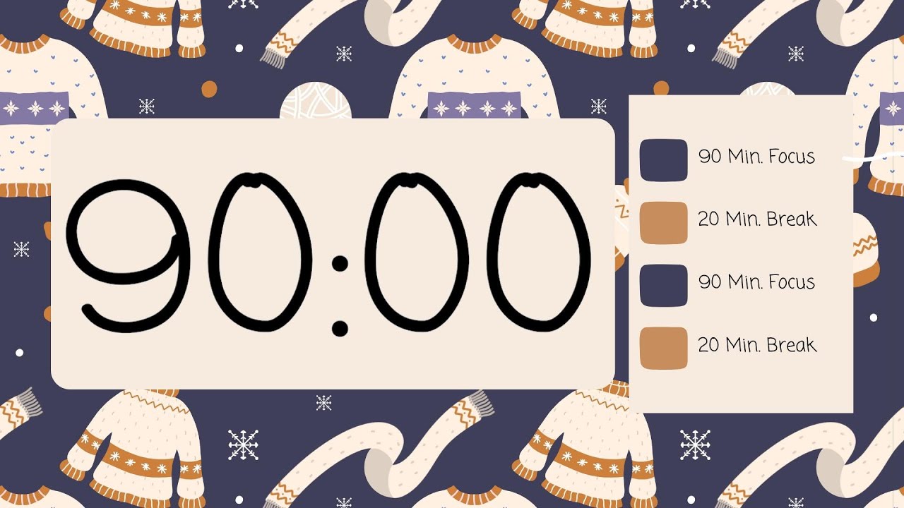 ❄️ 90/20 Pomodoro Timer – Beep Sounds + Winter Ambience | Stay Focused & Cozy ⏰☕