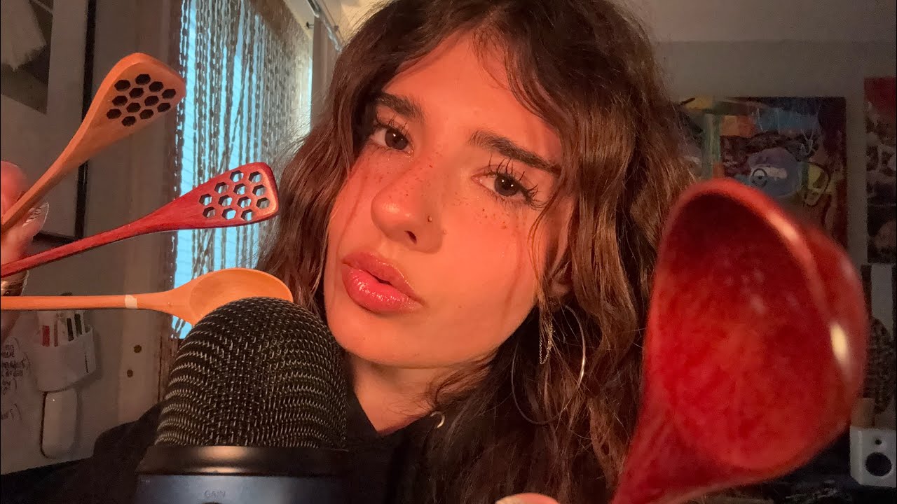 [ASMR] Eating Your Face With Wooden Spoons (mouth sounds) 