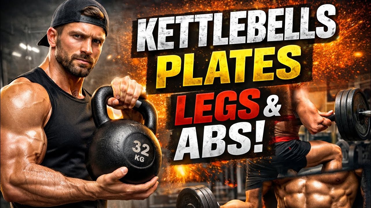 Kettlebell & Barbell Plate Workout for Legs, Shoulders & Abs