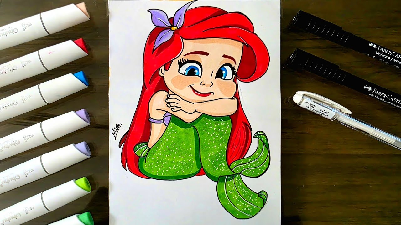 Drawing Ariel the Little Mermaid | Disney Princess drawing 