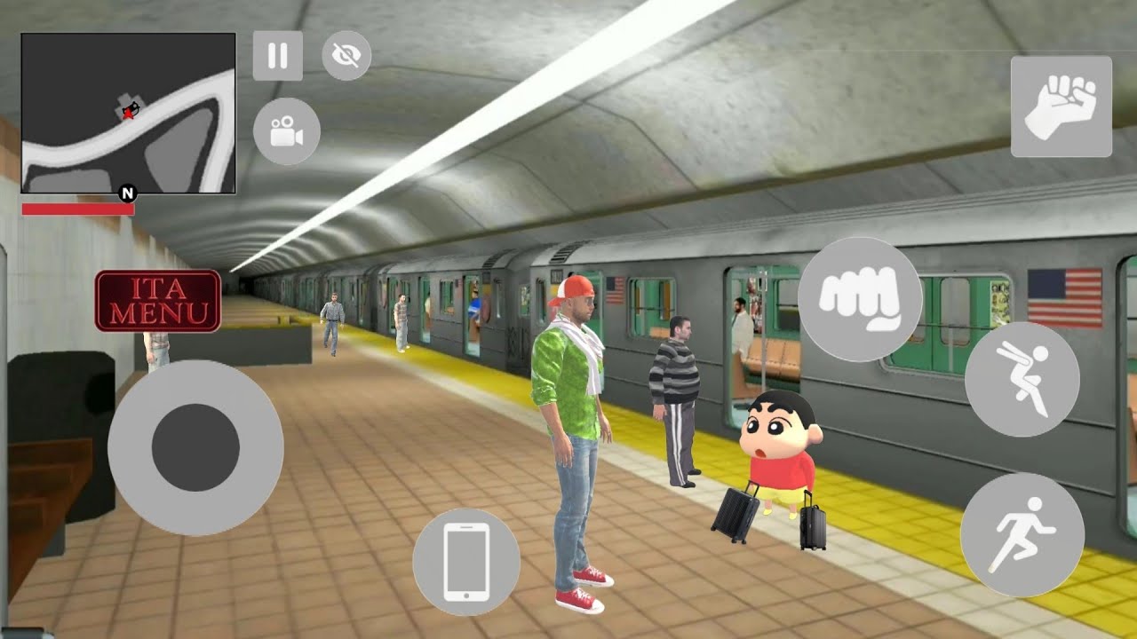 shinchan come from train in Indian theft auto simulator 