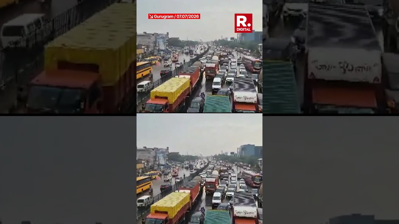 Gurugram PARALYZED! Massive Highway Cave-In & Floods Trap Cars at Hero Honda Chowk!