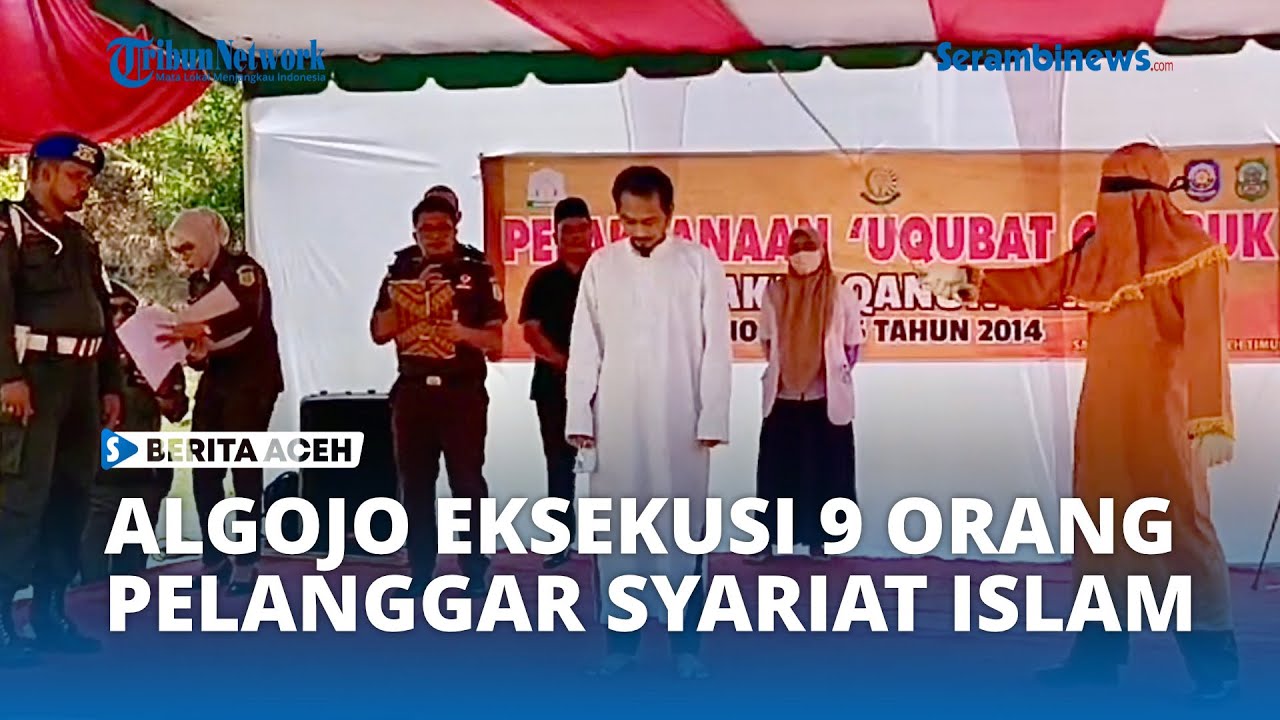 Eksekusi Cambuk 9 Pelanggar Syariat Islam Aceh Timur