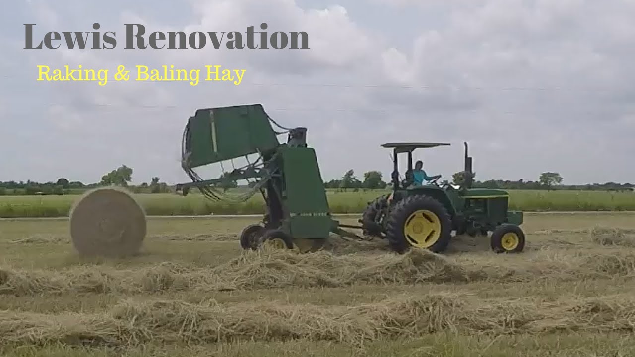 Hay Raking & Baling with John Deere 702 rake & 535 baler