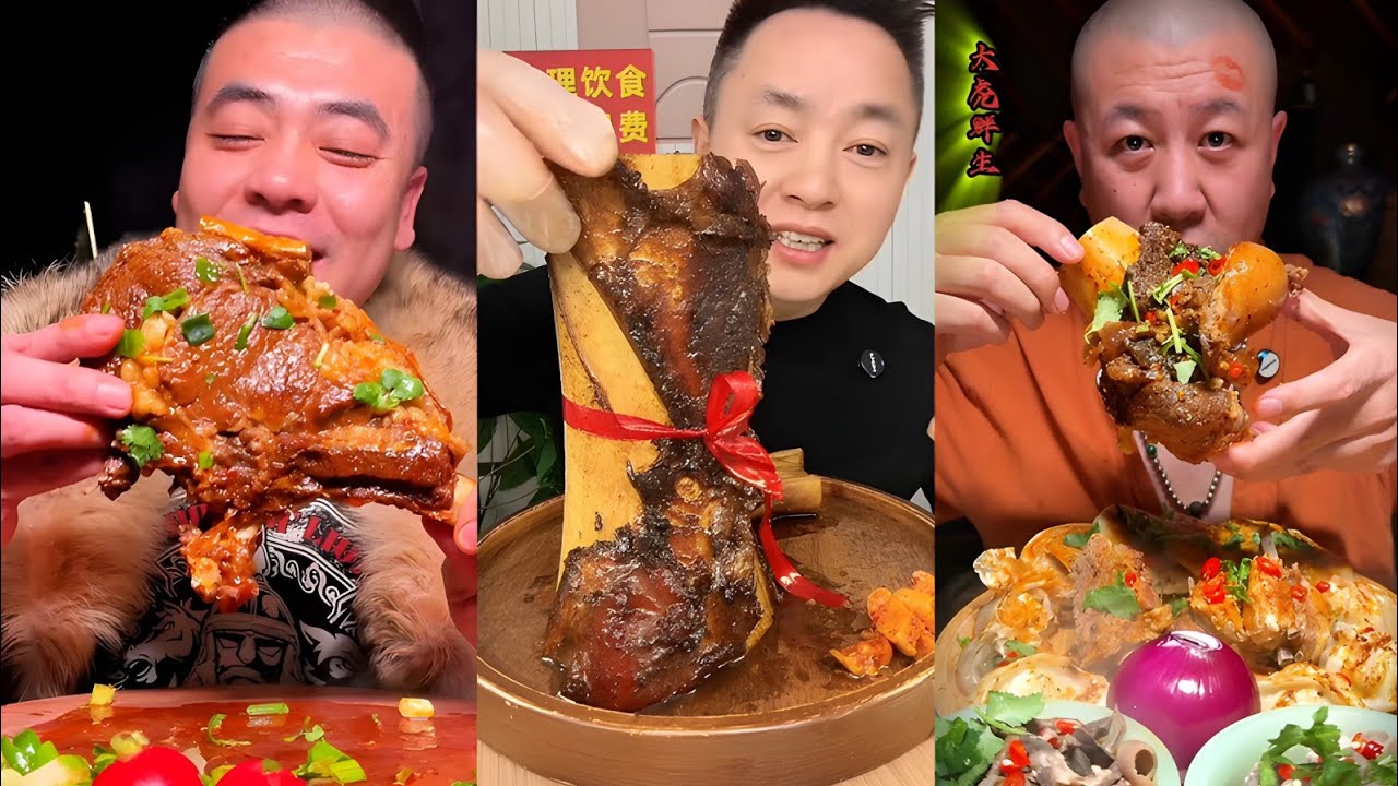 ASMR Eating Steamed Cow bone  marrow 🌶️ CHINESE FOOD MUKBANG EATINGSHOW | Beef Bone Marrow Challenge