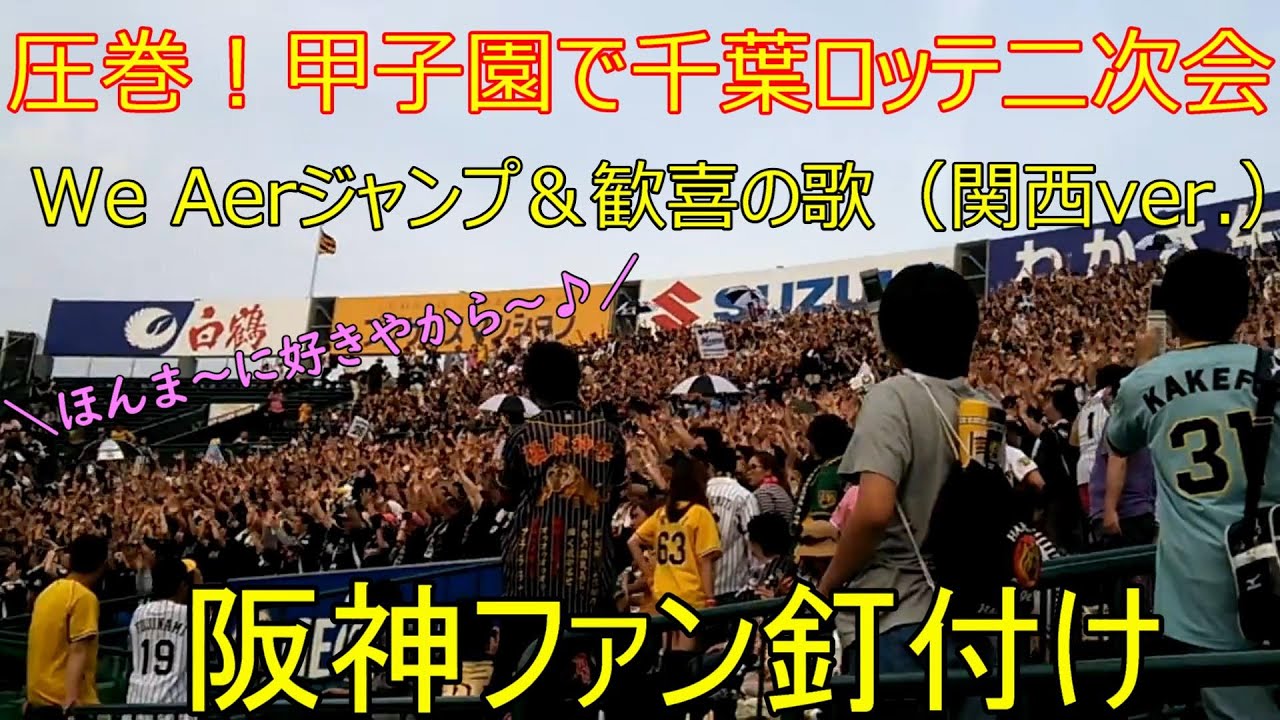 圧巻！甲子園で千葉ロッテ二次会　We Areジャンプ→歓喜の歌（関西ver.）2014.5.25