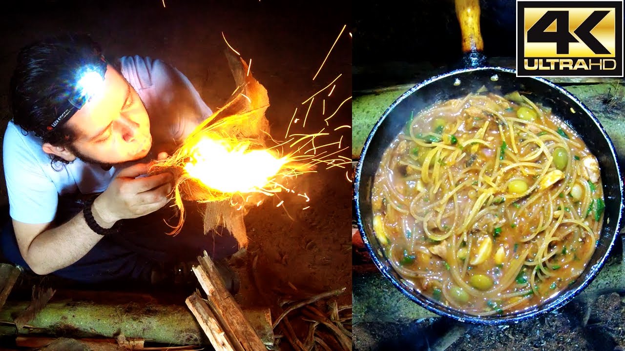 COZINHANDO NA FOGUEIRA DE CAÇADOR: MACARRONADA COM SARDINHA - COMO COZINHAR NO ACAMPAMENTO / MATO