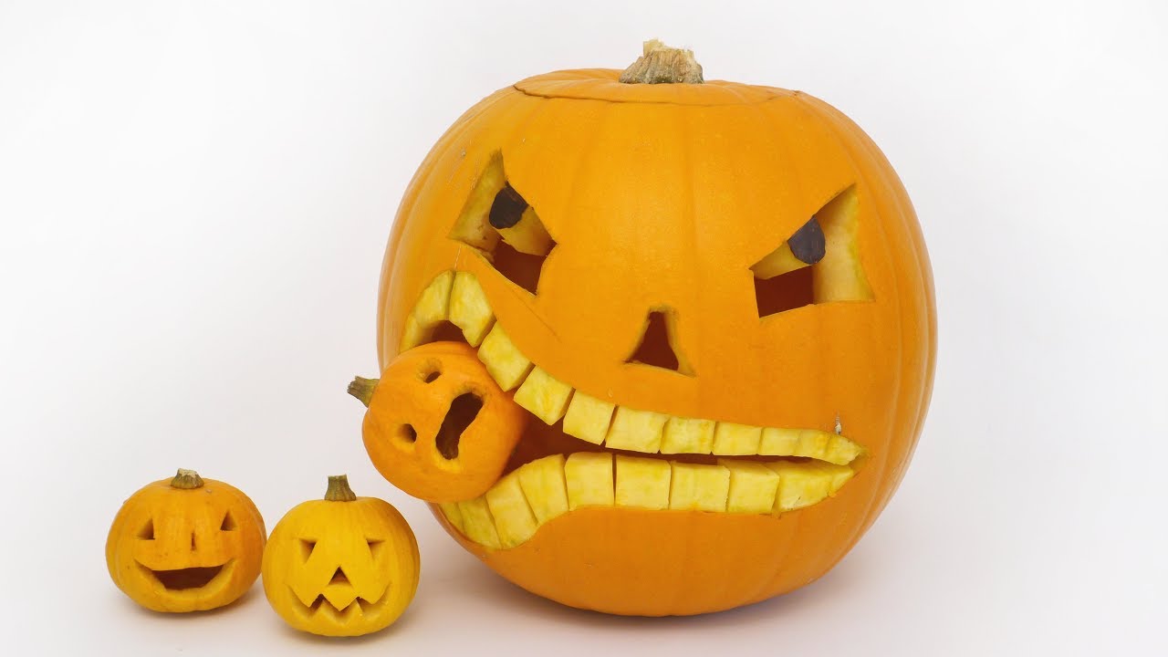 How to Carve a Pumpkin Eating a Pumpkin - Halloween