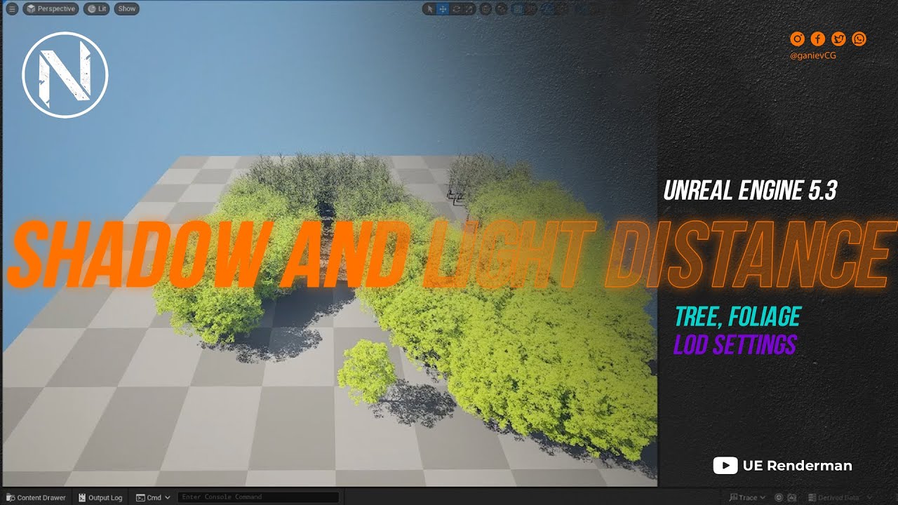 Shadow and Light Distance in Unreal Engine 5. Tree, Foliage and Lod system.