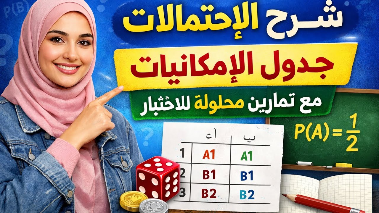 مراجعة شاملة في الاحتمالات | جدول 🌈الإمكانيات + أهم التمارين الجزء الثاني