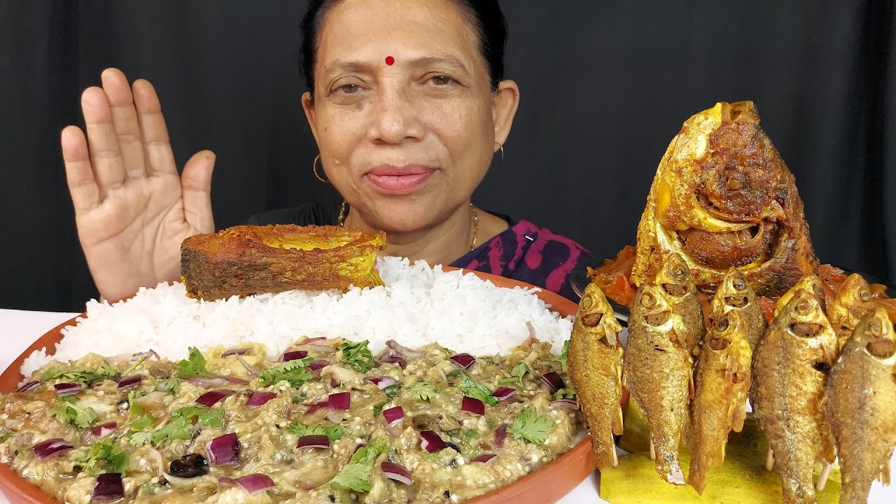 TASTY FISH FRIES EATING WITH BASMATI RICE AND CURRY
