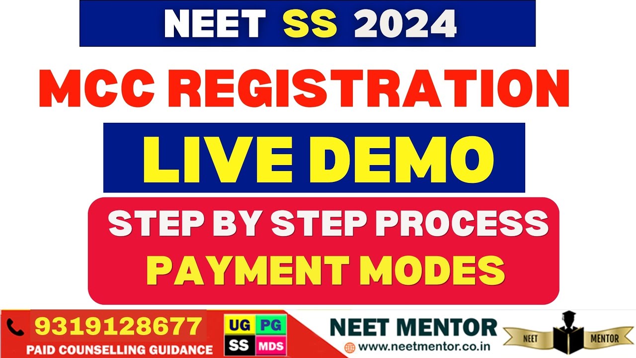 NEET SS 2024 🔥 MCC Counselling Registration Live Demo 🔥 Step by Step Process l Payment Modes