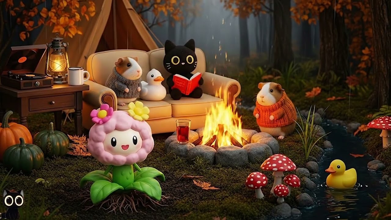 Soft Firelit Camping Night 🌙 Cozy Campfire Jazz Lo-Fi for Late Focus and Relaxation