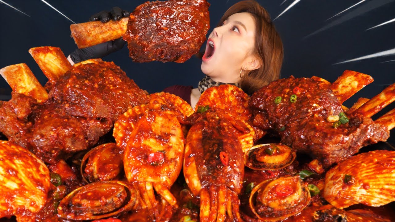 [Mukbang ASMR] Wanggalbi🍖squid🦑Braised Seafood boil eatingshow eatingsound Ssoyoung