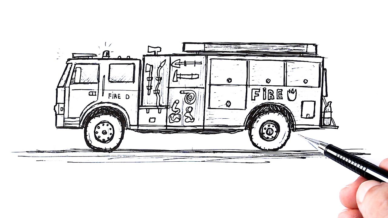 How to draw a Fire Engine easy