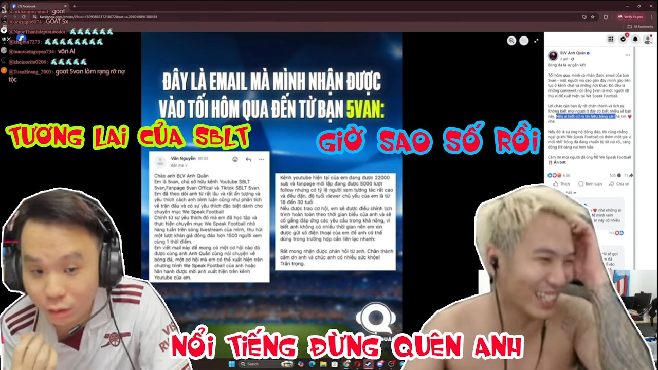 Sena bất ngờ khi 5Van sắp được We Speak Football cùng BLV Anh Quân