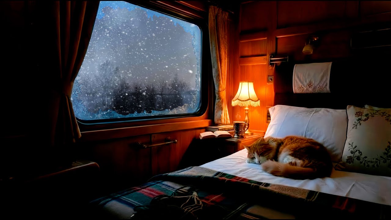 Cozy Night Train Ambience ❄️ Heavy Snowstorm & Train Rumble | Sleep & Study | Winter Journey EP 1