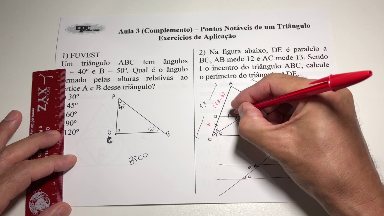 Aula 3 (Complemento) - Pontos Notáveis em um Triângulo (Exercícios)