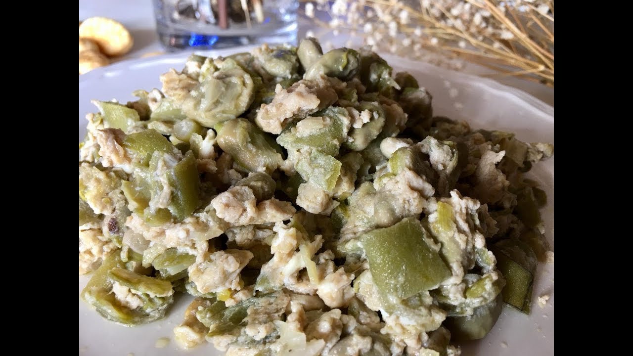 Revuelto de HABAS tiernas con cebolleta, receta RICA y muy fácil