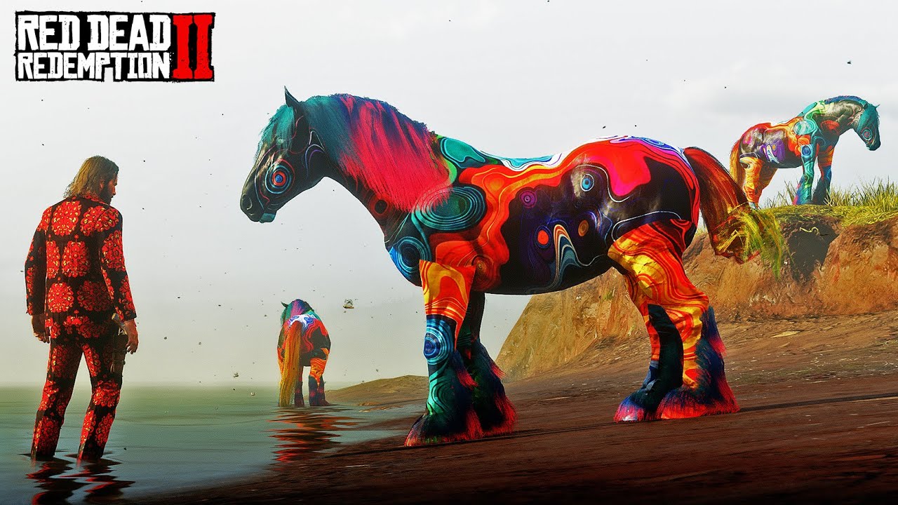 Arthur Morgan Discovers Rare and Colorful Cosmic Swirl Horses Near Braithwait Manor!
