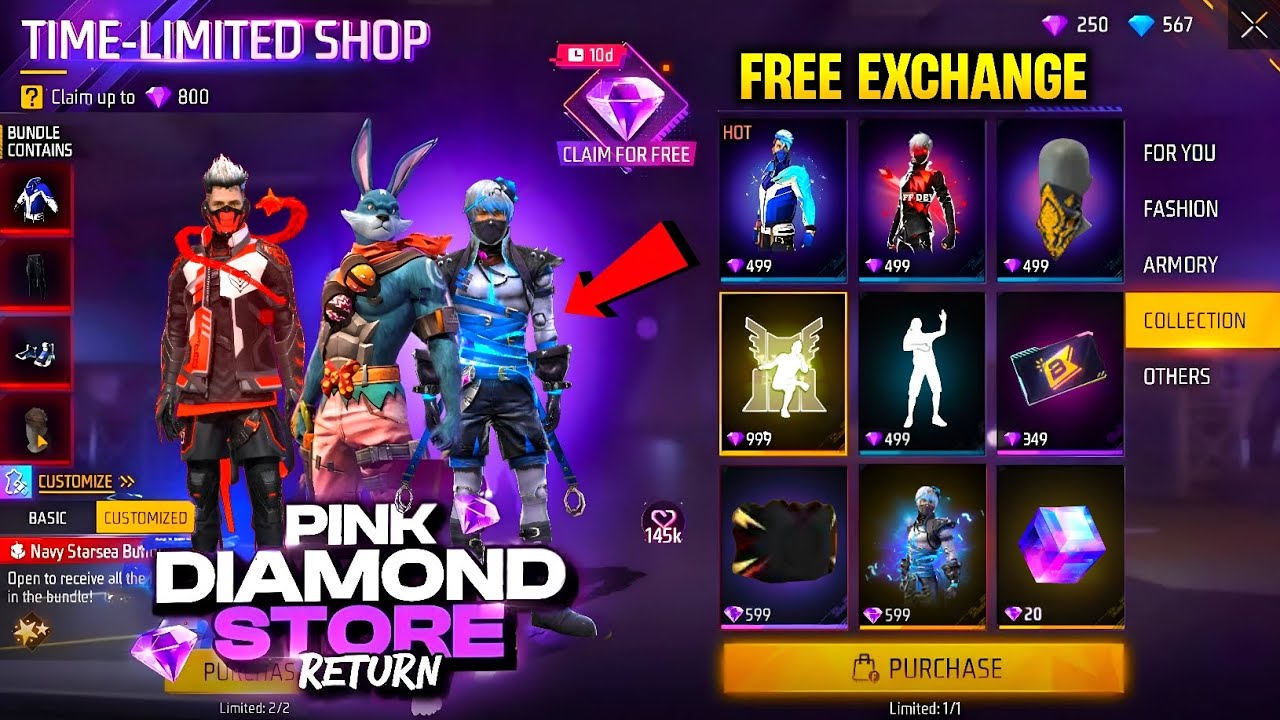 Pink Diamonds Store 🔥 New Rewards 2025 🥳| Free Fire New Event | New Pink Diamond Exchange Store