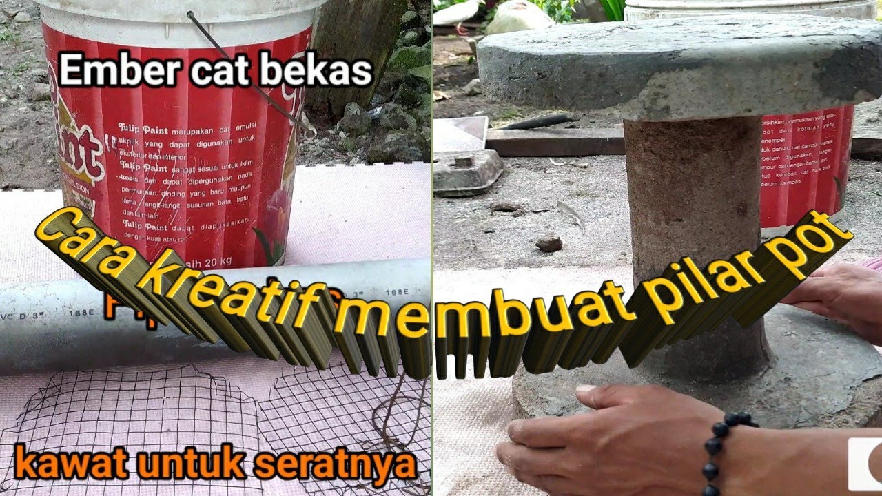Cara membuat tiang/pilar untuk #pot bunga#bonsai dengan barang bekas
