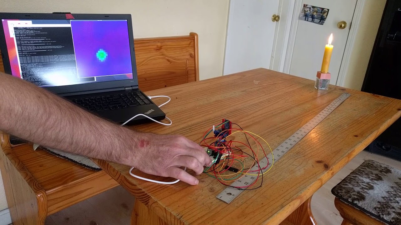 Adafruit AMG88* breakout board, Pololu A-Star and two servos - flame tracker