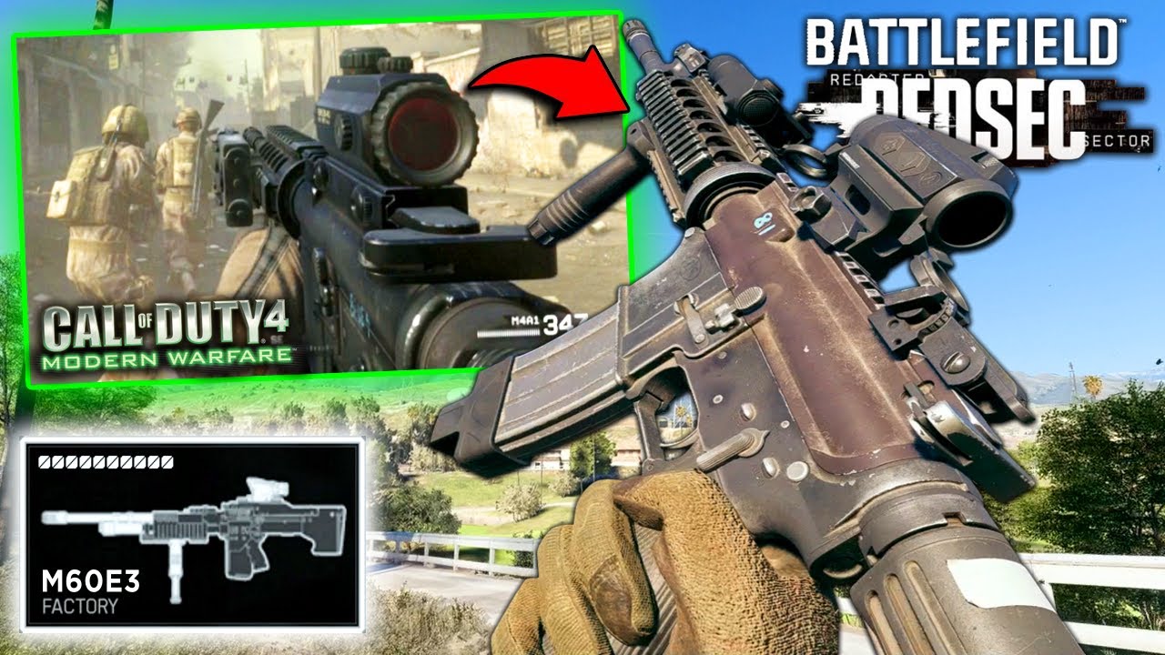 COD4 Classic M4A1 Loadout & M60E3 in Battlefield 6 REDSEC Gameplay