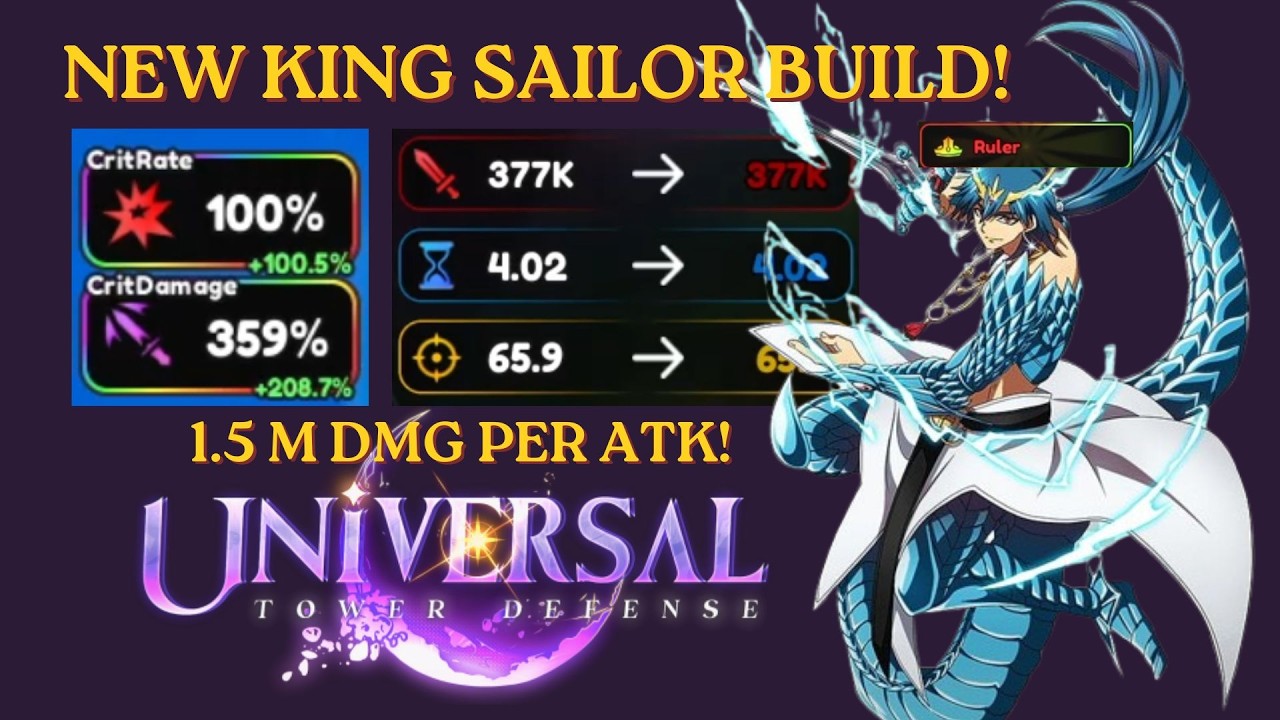 *1.5MIL DMG* updated SINBAD(KING SAILOR) BEST BUILD | QUICK UNIVERSAL TOWER DEFENSE (UTDX) SHOWCASE