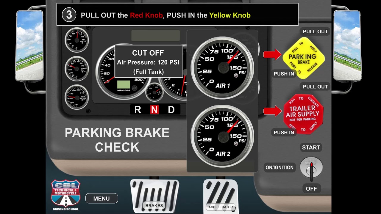 Parking Brake Check - Air Brake Check - Pre-Trip Inspection - CDL Class A