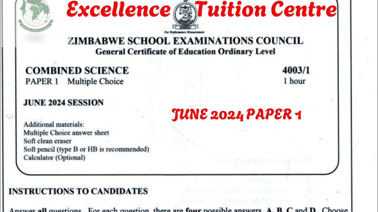 ZIMSEC O LEVEL COMBINED SCIENCE P1 JUNE 2024