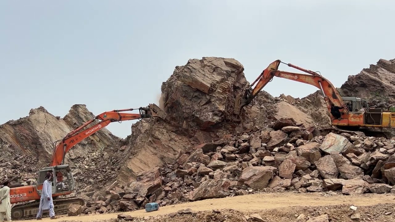 Powerful Excavator Destroying Solid Rock | Satisfying Video 