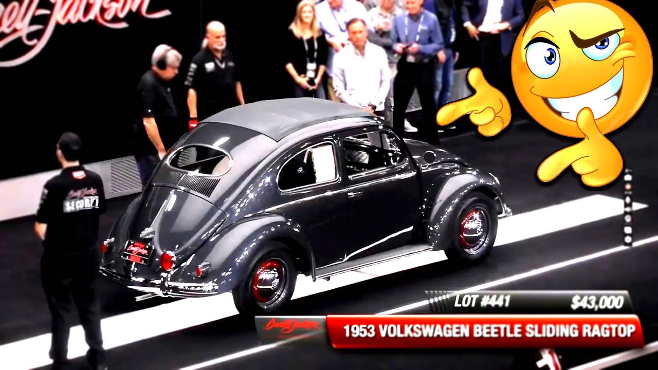 Check it! 1953 Classic VW Beetle Oval Ragtop Crosses Barrett Jackson