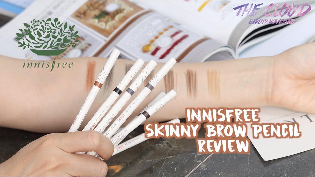 INNISFREE SKINNY BROW PENCIL FULL SWATCHES & TUTORIAL | Hướng dẫn kẻ mày với chì mày Innisfree