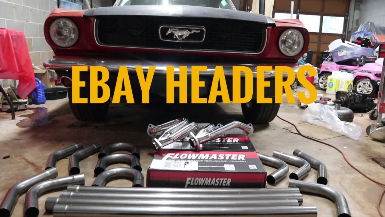 Установка коллекторов с eBay на рядный шестицилиндровый двигатель Mustang 1966 года.