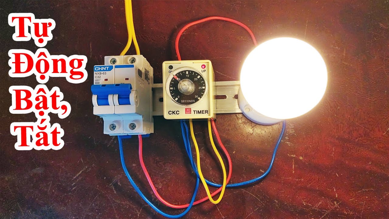 mạch điện hẹn giờ tắt mở đèn tự động đơn giản, mạch tự động tắt đèn, mạch tự động bật đèn, bình điện